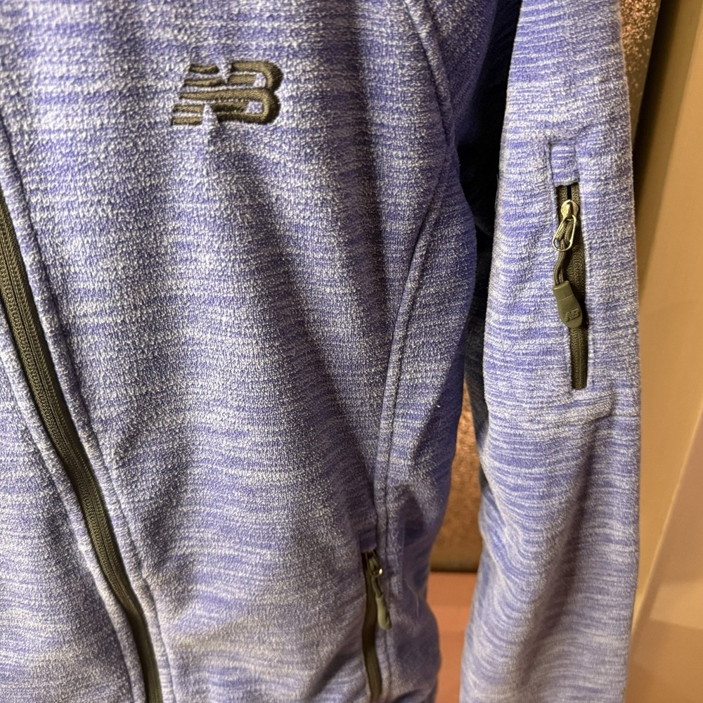 New Balance Womens S Full Zip Hooded Jacket Blue - Picture 3 of 7